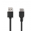 CCGL60010BK10 USB-Kabel | USB 2.0 | USB-A Male | USB-A Female | 480 Mbps | Vernikkeld | 1.00 m | Rond | PVC | Zwart | Label