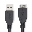 CCGL61500BK10 USB-Kabel | USB 3.2 Gen 1 | USB-A Male | USB Micro-B Male | 5 Gbps | Vernikkeld | 1.00 m | Rond | PVC | Blauw | Label