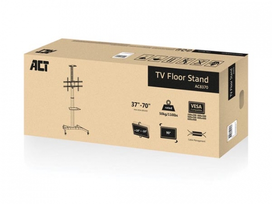 Verrijdbare tv/monitor vloersteun, 37" t/m 70", VESA