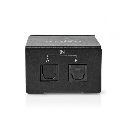 Digitale Audio-Switch | 2-wegs | Input: DC Power / 2x TosLink | Output: TosLink Female | Manueel / Schakelaar | Metaal | Zwart