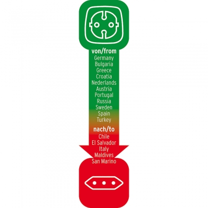 Reisstekker / reisadapter (reisstekkeradapter voor: Italië-stopcontact en Eurostekker) zwart