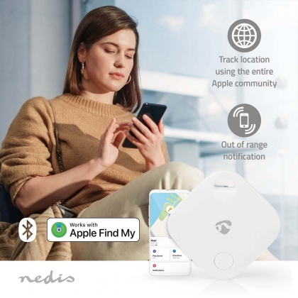 Keyfinder | Geschikt voor: Apple Find My App | Batterij Gevoed | 1x CR2032 | Incl. batterij(en) | Bluetooth® versie: 5.1 | Batterijlevensduur tot: 1 Jaar | Wit | 1 Stuks