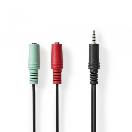 Stereo-Audiokabel | 3,5 mm Male | 2x 3,5 mm Female | Vernikkeld | 0.20 m | Rond | Antraciet | Doos