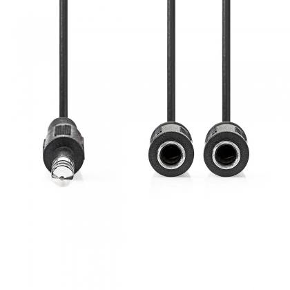 Stereo-Audiokabel | 6,35 mm Male | 2x 6,35 mm Female | Vernikkeld | 0.20 m | Rond | Doos