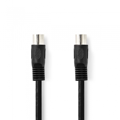 DIN-Audiokabel | DIN 5-Pins Male | DIN 5-Pins Male | Vernikkeld | 1.00 m | Rond | PVC | Zwart | Label