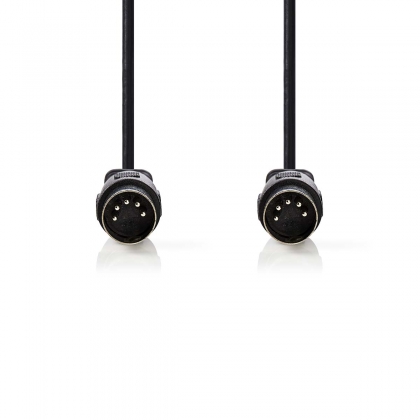 DIN-Audiokabel | DIN 5-Pins Male | DIN 5-Pins Male | Vernikkeld | 3.00 m | Rond | PVC | Zwart | Label