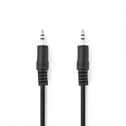 Stereo-Audiokabel | 3,5 mm Male | 3,5 mm Male | Vernikkeld | 0.50 m | Rond | Zwart | Label