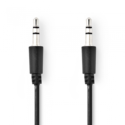 Stereo-Audiokabel | 3,5 mm Male | 3,5 mm Male | Vernikkeld | 1.00 m | Rond | Zwart | Label