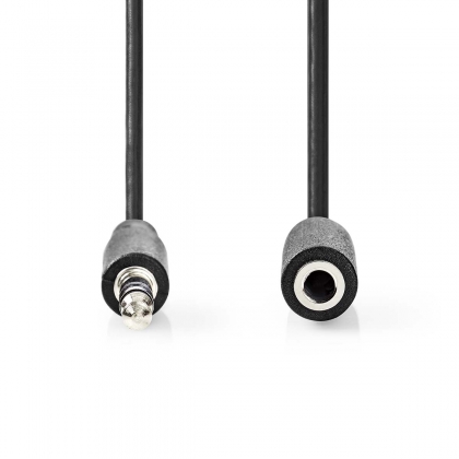 Stereo-Audiokabel | 3,5 mm Male | 3,5 mm Female | Vernikkeld | 1.00 m | Rond | Zwart | Label