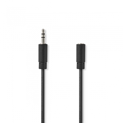 Stereo-Audiokabel | 3,5 mm Male | 3,5 mm Female | Vernikkeld | 1.00 m | Rond | Zwart | Label