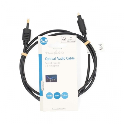 Optische Audiokabel | TosLink Male | Mini-Toslink | 1.00 m | Rond | PVC | Zwart | Label