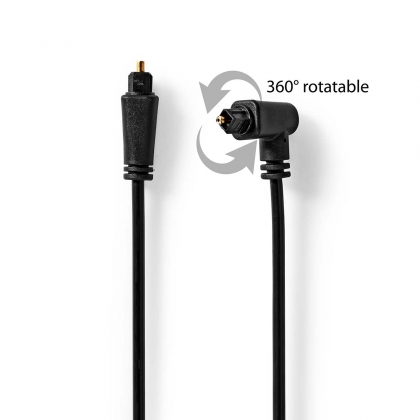 Optische Audiokabel | TosLink Male | TosLink Male | Draaibaar | 1.00 m | Rond | PVC | Zwart | Envelop