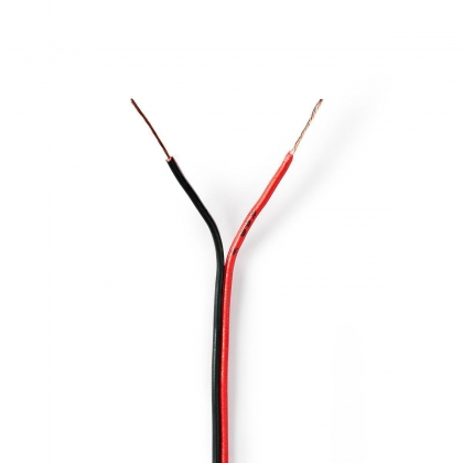 Speaker-Kabel | 2 x 0.35 mm² | CCA | 100.0 m | Rond | PVC | Rood / Zwart | Folieverpakking