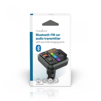 FM-Audiotransmitter voor Auto | Gefixeerd | Handsfree bellen | 1 " | Amber-Scherm | Bluetooth® | PD 18 W / PD 24 W | Snelladen | Bass boost | Google Assistant / Siri | Zwart