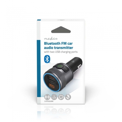 FM-Audiotransmitter voor Auto | Gefixeerd | Handsfree bellen | 1 " | Amber-Scherm | Bluetooth® | PD 18 W / PD 24 W | Snelladen | Bass boost | Google Assistant / Siri | Zwart