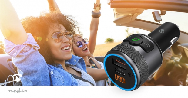 FM-Audiotransmitter voor Auto | Gefixeerd | Handsfree bellen | 1 " | Amber-Scherm | Bluetooth® | PD 18 W / PD 24 W | Snelladen | Bass boost | Google Assistant / Siri | Zwart