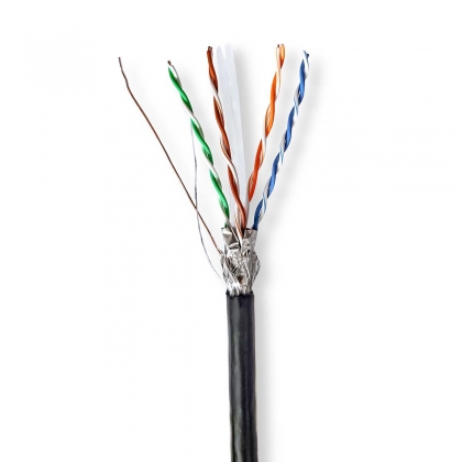 Netwerk Kabel Rol | CAT6 | Solid | S/FTP | CCA | 305.0 m | Buitenshuis | Rond | PE | Zwart | Trekdoos