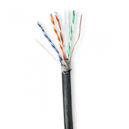 Netwerk Kabel Rol | CAT6 | Solid | S/FTP | Koper | 100.0 m | Buitenshuis | Rond | PE | Zwart | Trekdoos