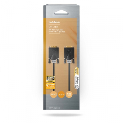 DVI-Kabel | DVI-D 24+1-Pins Male | DVI-D 24+1-Pins Male | 2560x1600 | Verguld | 3.00 m | Recht | PVC | Antraciet | Doos