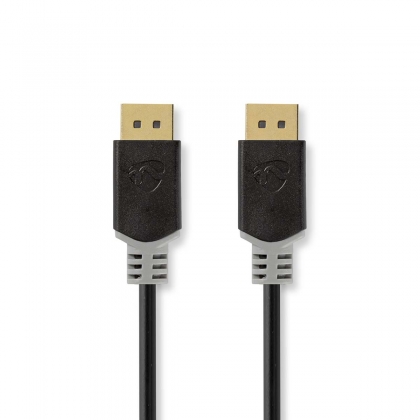 DisplayPort-Kabel | DisplayPort Male | DisplayPort Male | 8K@60Hz | Verguld | 2.00 m | Rond | PVC | Antraciet | Doos