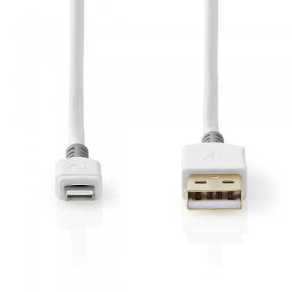 Lightning Kabel | USB 2.0 | Apple Lightning 8-Pins | USB-A Male | 480 Mbps | Verguld | 3.00 m | Rond | PVC | Grijs / Wit | Doos