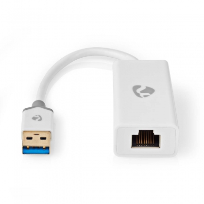 USB-netwerkadapter | USB 3.2 Gen 1 | 1 Gbps | USB-A Male | RJ45 Female | 0.20 m | Rond | Verguld | Koper | Wit | Doos