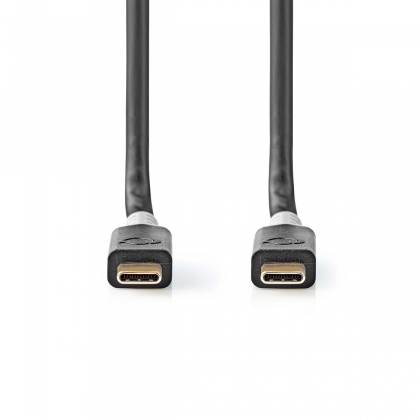 USB-Kabel | USB 3.2 Gen 2x2 | USB-C™ Male | USB-C™ Male | 100 W | 4K@60Hz | 20 Gbps | Verguld | 1.00 m | Rond | PVC | Antraciet | Window Box