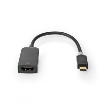 USB-C™ Adapter | USB 3.2 Gen 1 | USB-C™ Male | HDMI™ Output | 4K@60Hz | 0.20 m | Rond | Verguld | PVC | Antraciet | Window Box met Euro Lock