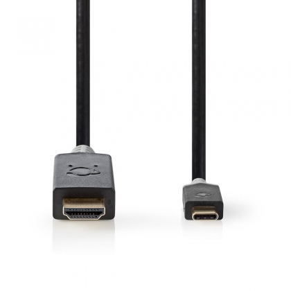 USB-C™ Adapter | USB 3.2 Gen 1 | USB-C™ Male | HDMI™ Connector | 4K@60Hz | 1.00 m | Rond | Verguld | PVC | Antraciet | Doos