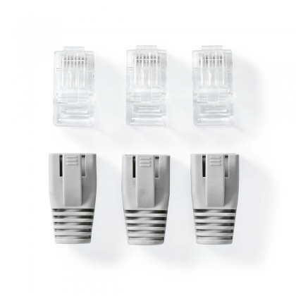 RJ45-Connector | RJ45 Pass Through | Stevig/Gesnoerd UTP CAT6 | Recht | Verguld | 10 Stuks | PVC | Grijs / Wit / Zwart | Doos