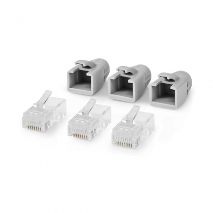 RJ45-Connector | RJ45 Pass Through | Stevig/Gesnoerd UTP CAT6 | Recht | Verguld | 10 Stuks | PVC | Grijs / Wit / Zwart | Doos