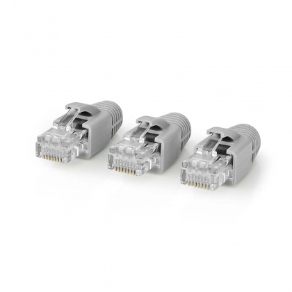 RJ45-Connector | RJ45 Pass Through | Stevig/Gesnoerd UTP CAT6 | Recht | Verguld | 10 Stuks | PVC | Grijs / Wit / Zwart | Doos