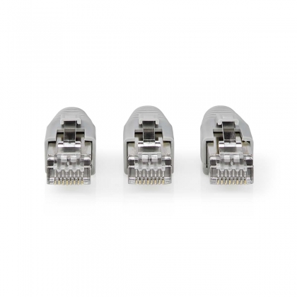 RJ45-Connector | RJ45 Pass Through | Stevig/Gesnoerd FTP CAT6 | Recht | Verguld | 10 Stuks | PVC | Grijs / Wit / Zwart | Doos