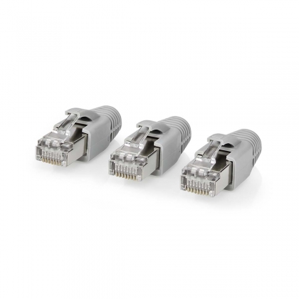 RJ45-Connector | RJ45 Pass Through | Stevig/Gesnoerd FTP CAT6 | Recht | Verguld | 10 Stuks | PVC | Grijs / Wit / Zwart | Doos