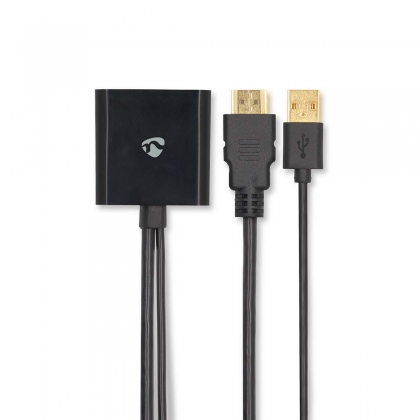 HDMI™-Adapter | HDMI™ Connector | DisplayPort Male / USB-A Male | Verguld | Recht | PVC | Zwart | 1 Stuks | Doos