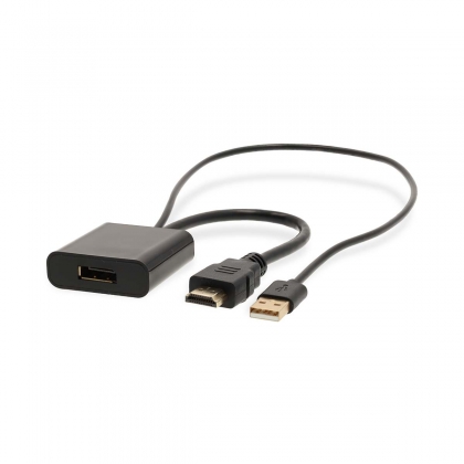 HDMI™-Adapter | HDMI™ Connector | DisplayPort Male / USB-A Male | Verguld | Recht | PVC | Zwart | 1 Stuks | Doos