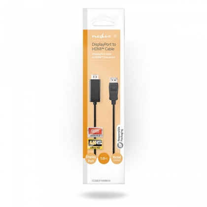 DisplayPort-Kabel | DisplayPort Male | HDMI™ Connector | 4K@30Hz | Vernikkeld | 1.00 m | Rond | PVC | Antraciet | Doos