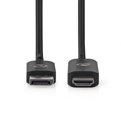 DisplayPort-Adapter | DisplayPort Male | HDMI™ Connector | 8K@30Hz | Vernikkeld | Recht | 1.80 m | Rond | TPE | Zwart | Doos