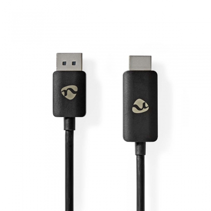 DisplayPort-Adapter | DisplayPort Male | HDMI™ Connector | 8K@30Hz | Vernikkeld | Recht | 1.80 m | Rond | TPE | Zwart | Doos