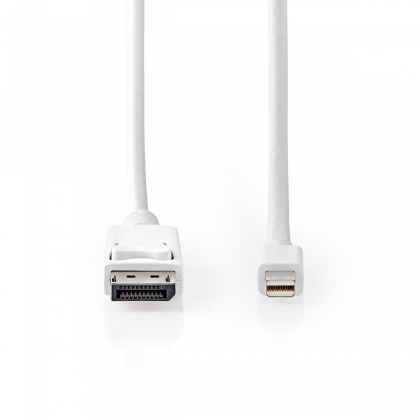 Mini DisplayPort-Kabel | DisplayPort 1.4 | Mini-DisplayPort Male | DisplayPort Male | 48 Gbps | Vernikkeld | 2.00 m | Rond | PVC | Wit | Blister