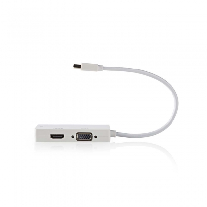 Mini DisplayPort-Kabel | DisplayPort 1.2 | Mini-DisplayPort Male | DVI-D 24+1-Pins Female / HDMI™ Input / VGA Female 15p | 21.6 Gbps | Vernikkeld | 0.20 m | Rond | PVC | Wit | Blister