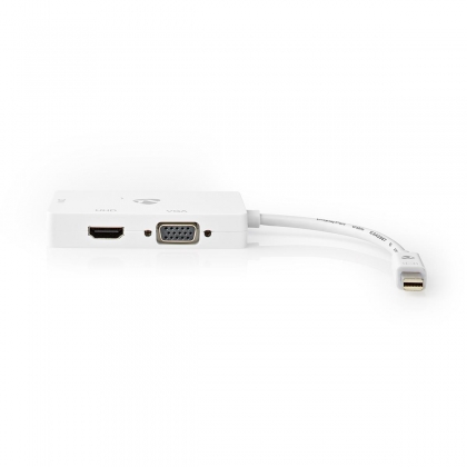 DisplayPort-Adapter | Mini-DisplayPort Male | DVI-D 24+1-Pins Female / HDMI™ Output / VGA Female 15p | 4K@60Hz | Vernikkeld | Schakelbaar | 0.20 m | Rond | ABS | ABS | Wit | Doos