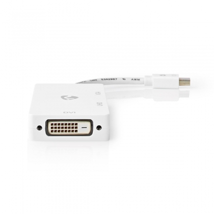 DisplayPort-Adapter | Mini-DisplayPort Male | DVI-D 24+1-Pins Female / HDMI™ Output / VGA Female 15p | 4K@60Hz | Vernikkeld | Schakelbaar | 0.20 m | Rond | ABS | ABS | Wit | Doos