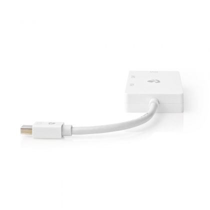 DisplayPort-Adapter | Mini-DisplayPort Male | DVI-D 24+1-Pins Female / HDMI™ Output / VGA Female 15p | 4K@60Hz | Vernikkeld | Schakelbaar | 0.20 m | Rond | ABS | ABS | Wit | Doos