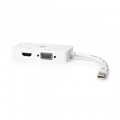 DisplayPort-Adapter | Mini-DisplayPort Male | DVI-D 24+1-Pins Female / HDMI™ Output / VGA Female 15p | 4K@60Hz | Vernikkeld | Schakelbaar | 0.20 m | Rond | ABS | ABS | Wit | Doos