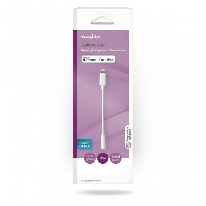 Lightning-Adapter | Apple Lightning 8-Pins | 3,5 mm Female | Vernikkeld | 0.10 m | Rond | PVC