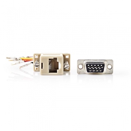 Seriële Adapter | Adapter | D-SUB 9-Pins Female | RJ45 Female | Vernikkeld | Ivoor | Doos