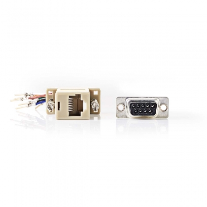 Seriële Adapter | Adapter | D-SUB 9-Pins Male | RJ45 Female | Vernikkeld | Ivoor | Doos