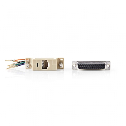 Seriële Adapter | Adapter | D-SUB 25-Pins Female | RJ45 Female | Vernikkeld | Ivoor | Doos