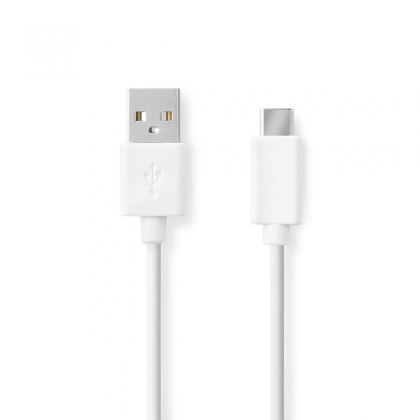 USB-Kabel | USB 2.0 | USB-A Male | USB-C™ Male | 60 W | 480 Mbps | Vernikkeld | 1.00 m | Rond | PVC | Wit | Doos